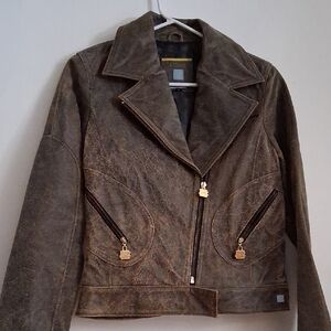 Azzure Distressed leather MOTO Jacket Small